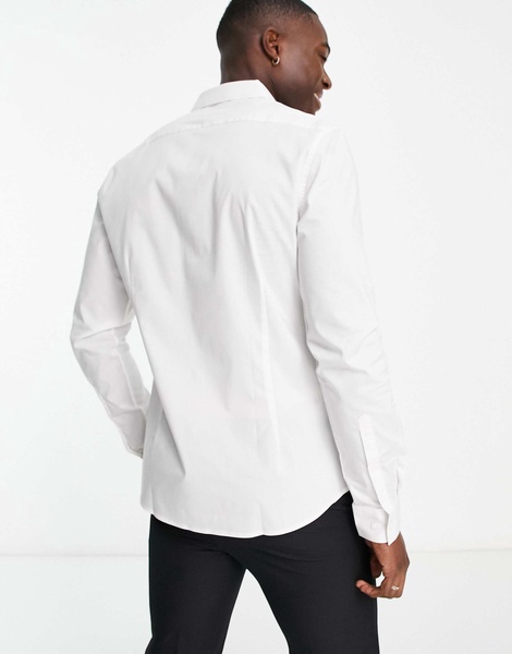 ASOS DESIGN stretch slim fit work shirt in white