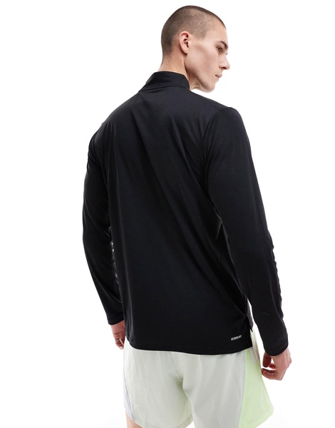 adidas Training Essentials 1/4-Zip Long Sleeve T-shirt in black