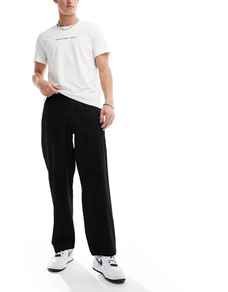 Calvin Klein Jeans linen mix pants in black