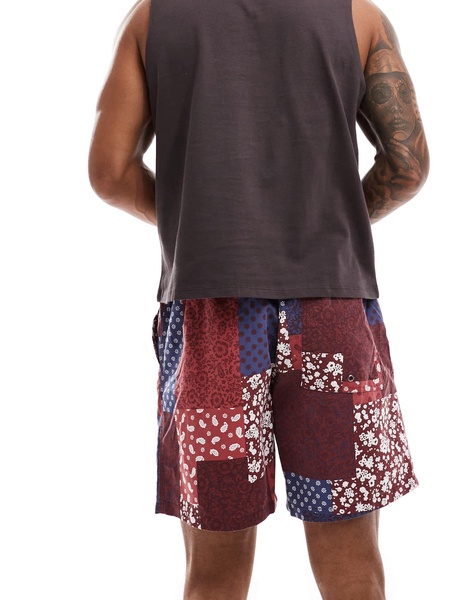 Cotton On quick dry swim shorts in retro patchwork print