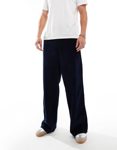 ASOS DESIGN super baggy fit corduroy pants in navy