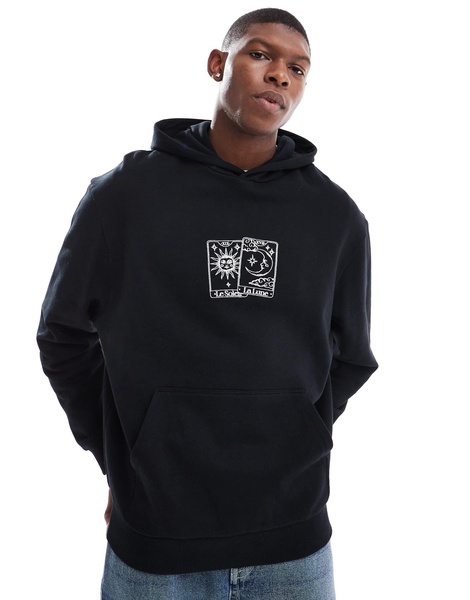 ASOS DESIGN oversized hoodie with front embroidery in black