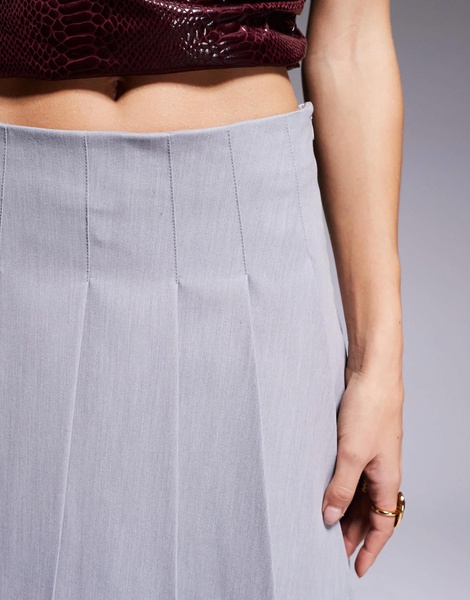 River Island pleated mini skirt in gray