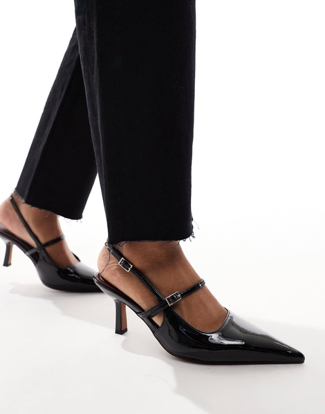 ASOS DESIGN Swipe mary-jane mid heeled shoes in black