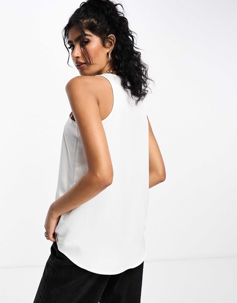 River Island racer tank with scoop neck in white