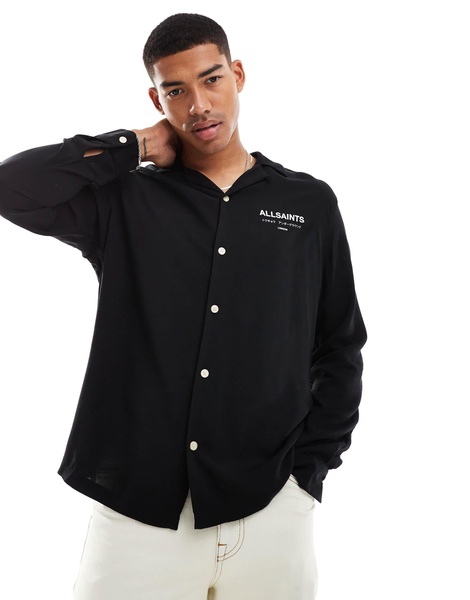 AllSaints Underground long sleeve shirt in black