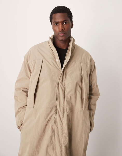 ASOS DESIGN oversized parka jacket in stone