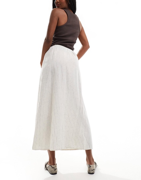 Cotton On tie waist maxi skirt in linen mix stripe