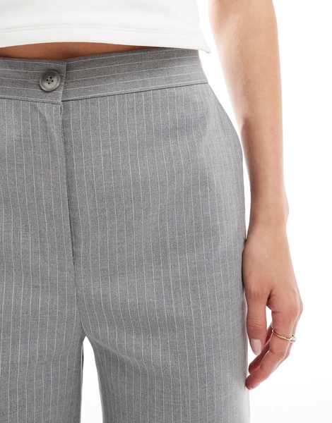 ASOS DESIGN Tall tailored wide leg dad pants in gray stripe