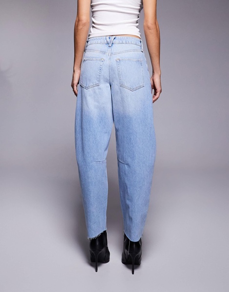 River Island oversized barrel leg jean in lightwash blue