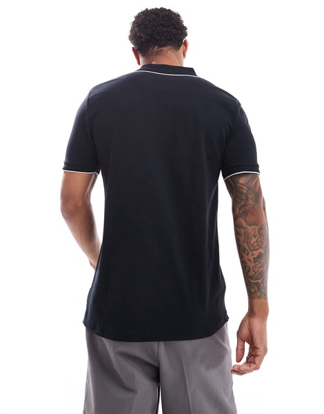 French Connection single tipped pique polo shirt in navy