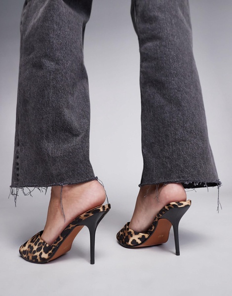 River Island satin mule heel in leopard print