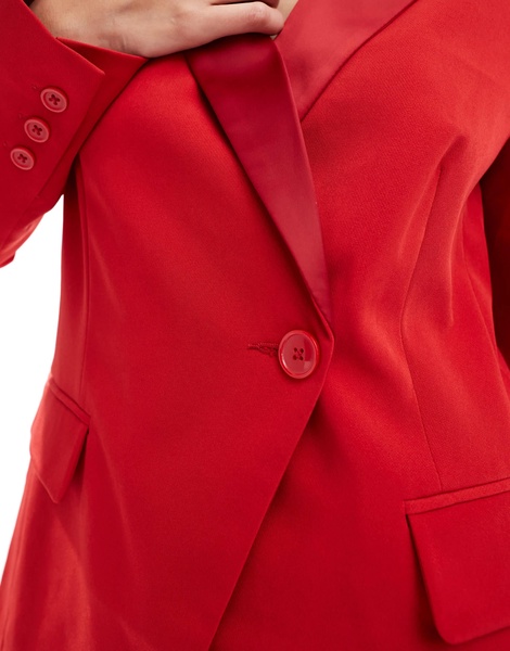 ASOS DESIGN nipped waist tux blazer in red - part of a set