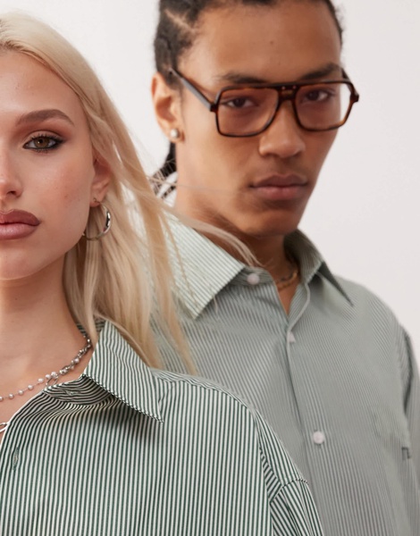 COLLUSION Unisex oversized striped shirt in mint