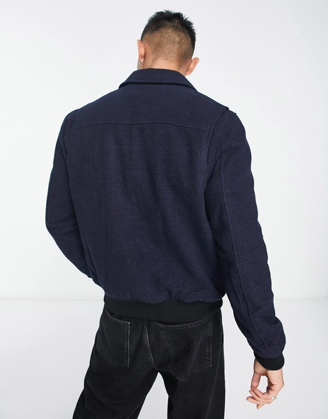 French Connection harrington plaid jacket in navy