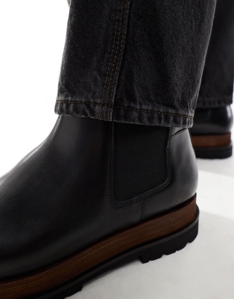 ASOS DESIGN chelsea boots in black with double stacked sole