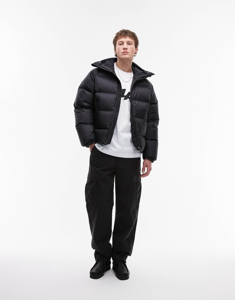 ARKET sporty down jacket with hood in black