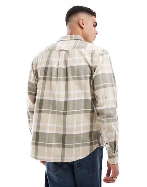 Cotton On oversized long sleeve shirt in natural plaid