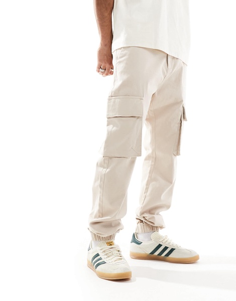 French Connection cuffed cargo pants in stone