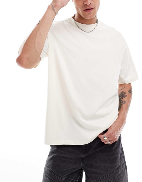 ASOS DESIGN oversized t-shirt in off white with back print