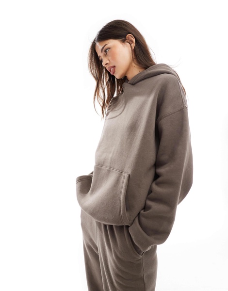 Cotton On essential relaxed hoodie in dark truffle