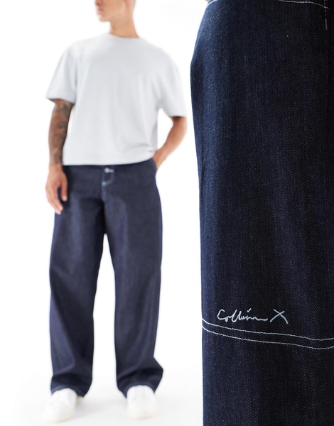 COLLUSION Unisex baggy carpenter jeans in raw denim