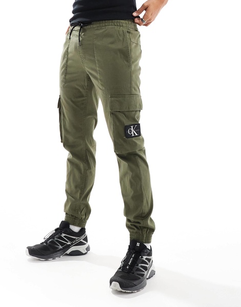 Calvin Klein Jeans skinny washed cargo pants in olive green