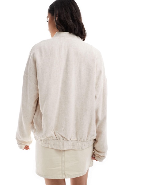 Vila linen touch bomber jacket in natural heather