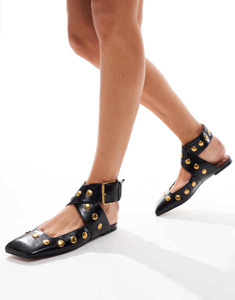 ASOS DESIGN Light studded ballet flats in black