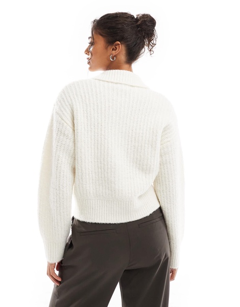 Bershka chunky knit cardigan in white