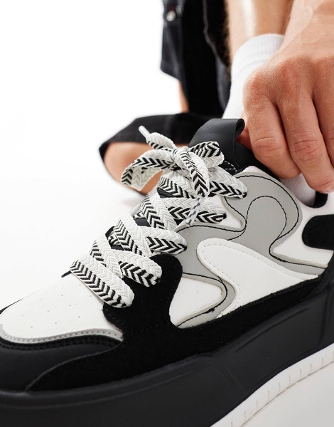 ASOS DESIGN chunky sneakers in black and white mix