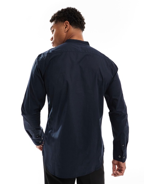 French Connection long sleeve henley shirt with single breast pocket in navy