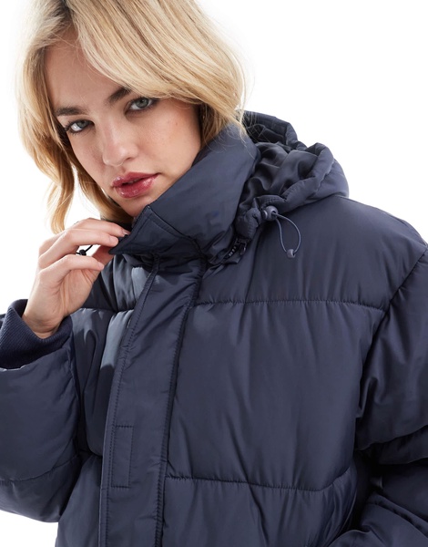 COLLUSION Unisex hooded puffer coat in dark gray