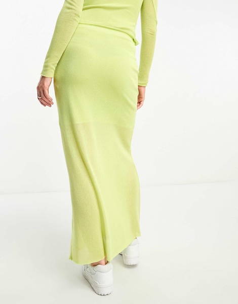 COLLUSION knit column maxi skirt in green