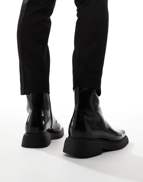 ASOS DESIGN chelsea boots in black with square toe