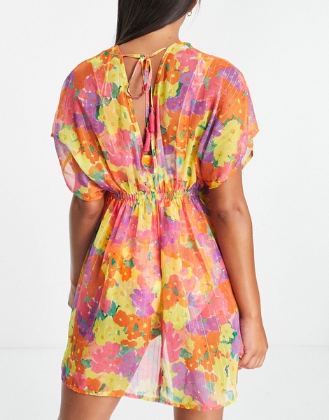 Accessorize beach kimono in floral multi print