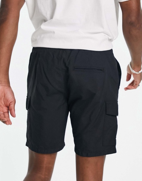 Brave Soul tech cargo shorts in black