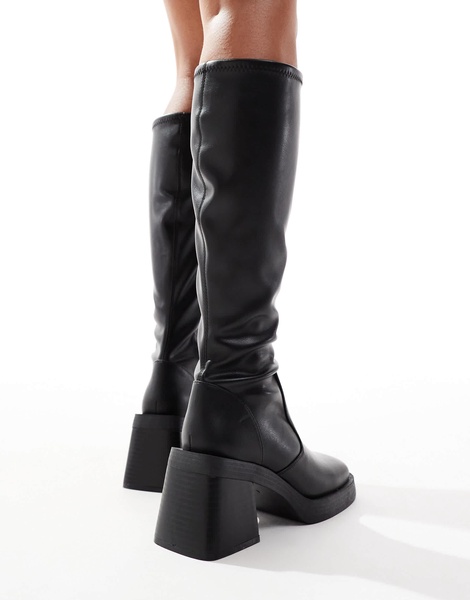 ASOS DESIGN Charlotte heeled knee boots in black