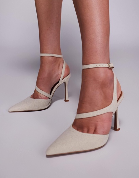 ASOS DESIGN Wide Fit Past high heeled shoes in natural