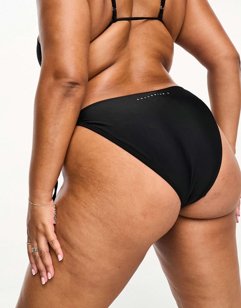 COLLUSION Plus tie side bikini bottoms in black