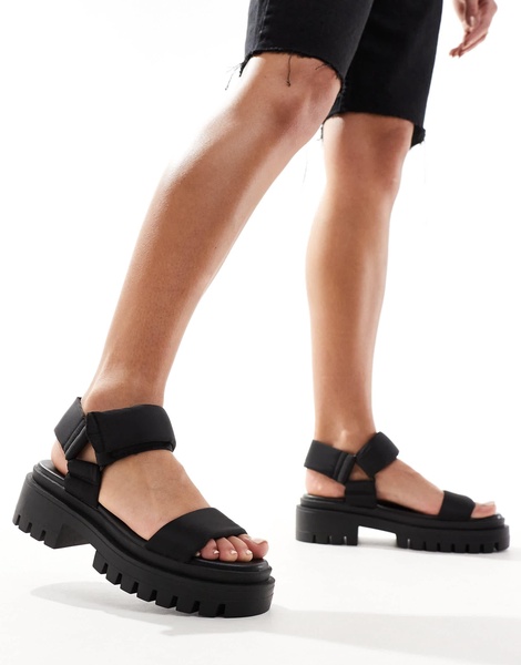 London Rebel chunky tech sandals in black