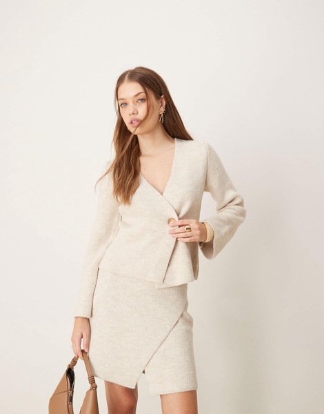 River Island asymmetric cardigan in beige - part of a set