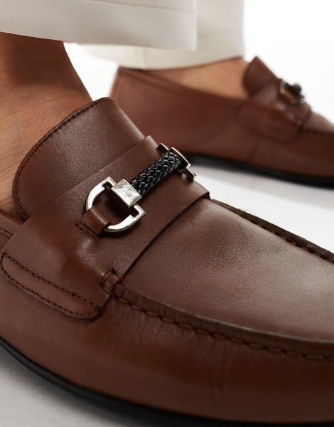 Walk London Luigi Rope Loafers In Tan Leather