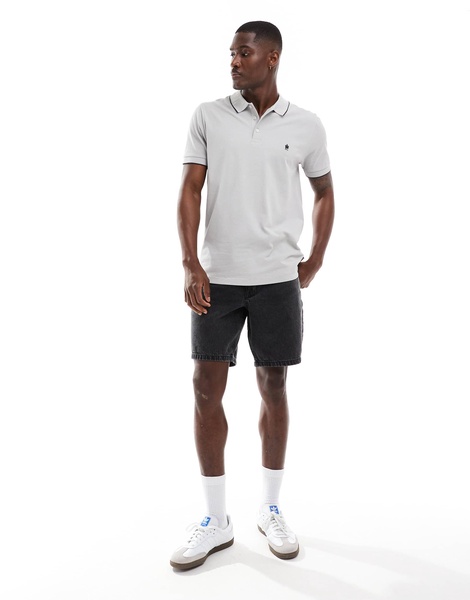 French Connection single tipped polo in light gray