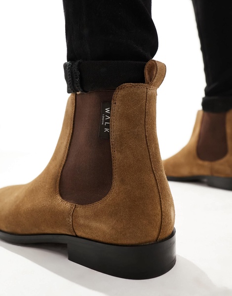 Walk London City Chelsea Boots In Tan Suede