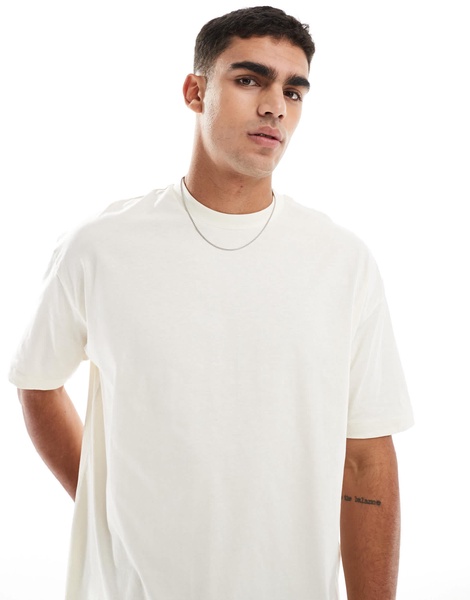 ASOS DESIGN oversized t-shirt in beige with back print