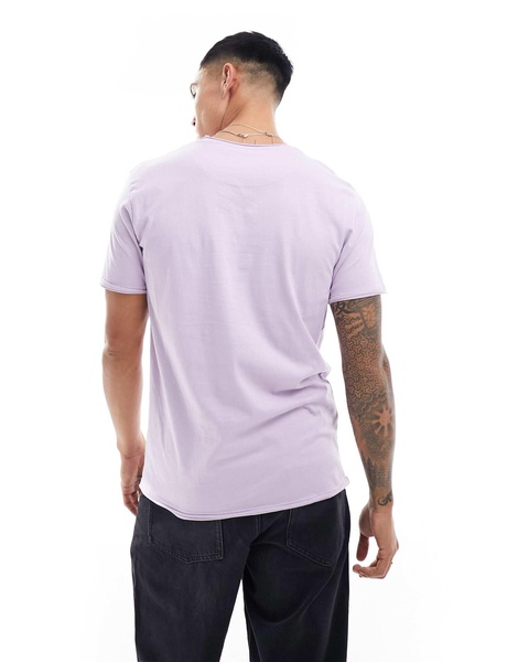 Brave Soul raw edge T-shirt in pastel lilac