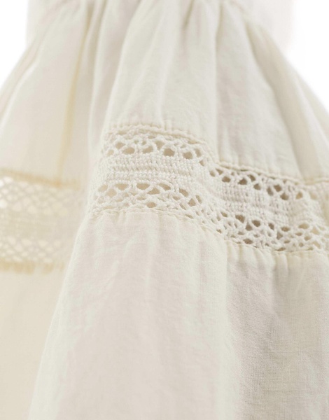 Cotton On maxi prairie skirt with lace trim detail in stone