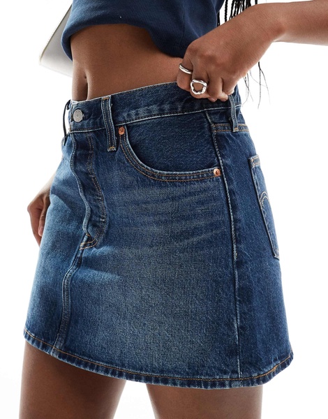 Levi's icon denim skirt in dark blue