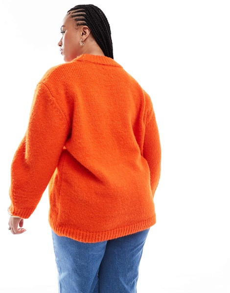 ASOS DESIGN Curve oversized crew neck sweater in orange